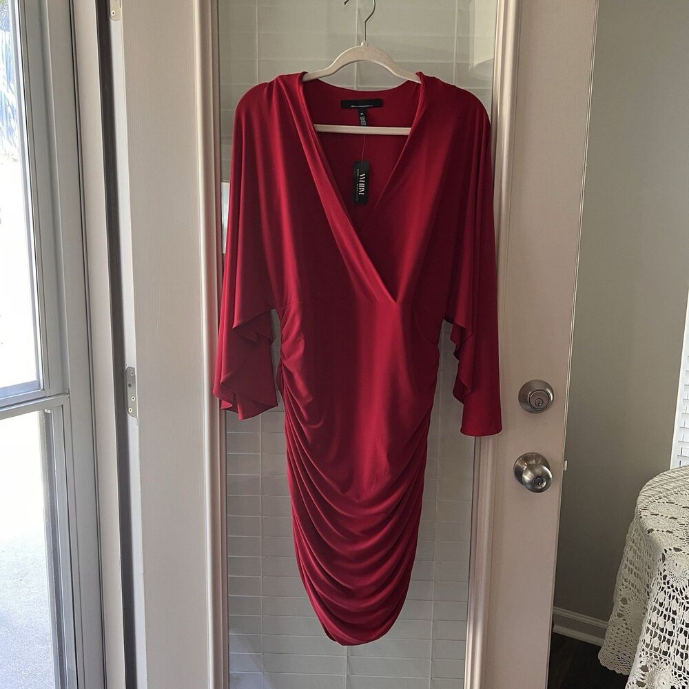 white house‎ black market dress XL Ruched Red
